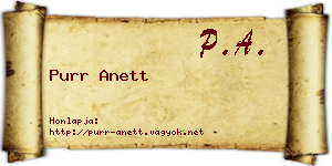 Purr Anett névjegykártya